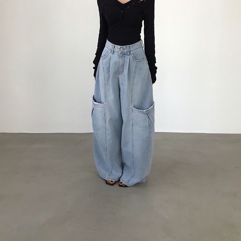 2TWO MOON韓國東大門代購女士新品26春夏人氣牛仔褲口袋2TWO MOON牛仔褲