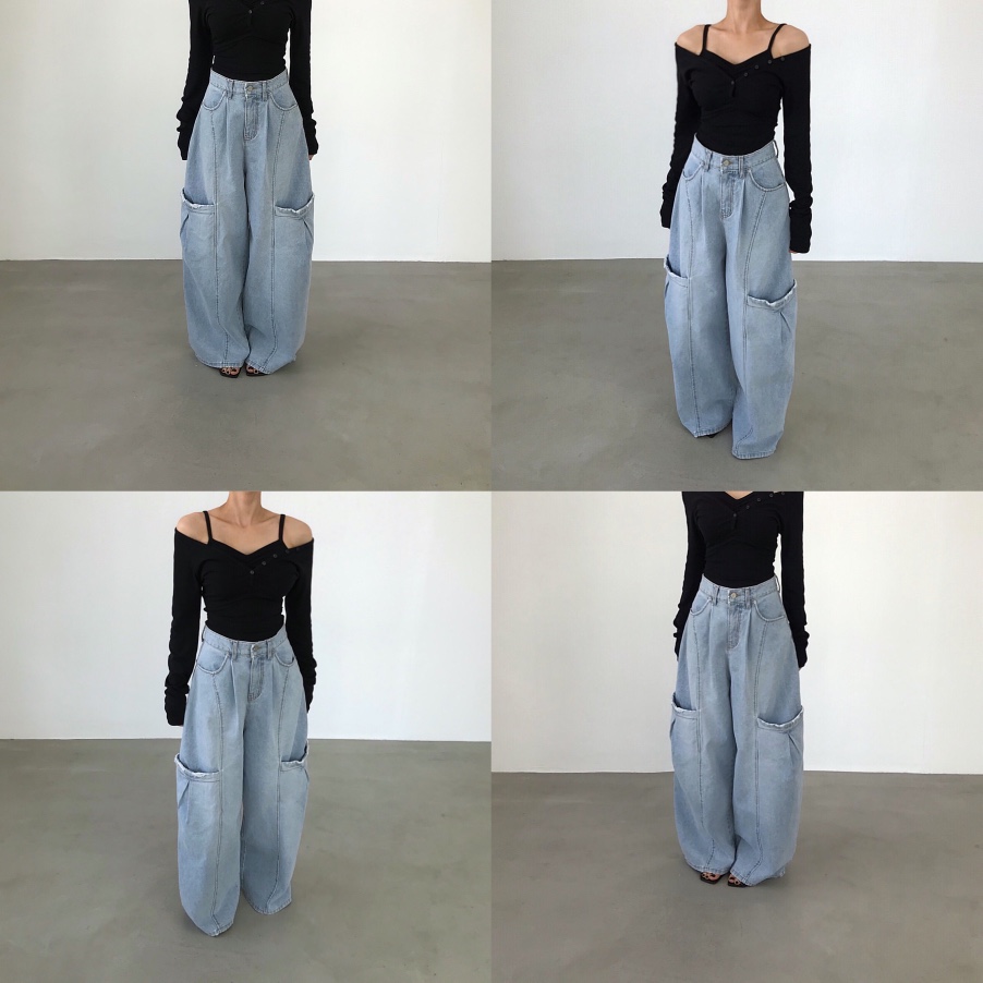 2TWO MOON韓國東大門代購女士新品26春夏人氣牛仔褲口袋2TWO MOON牛仔褲