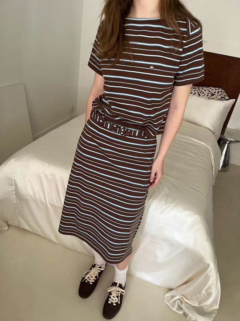 J CRANE-A韓國東大門代購女裝新品26春夏人氣時尚T恤條紋J CRANET恤