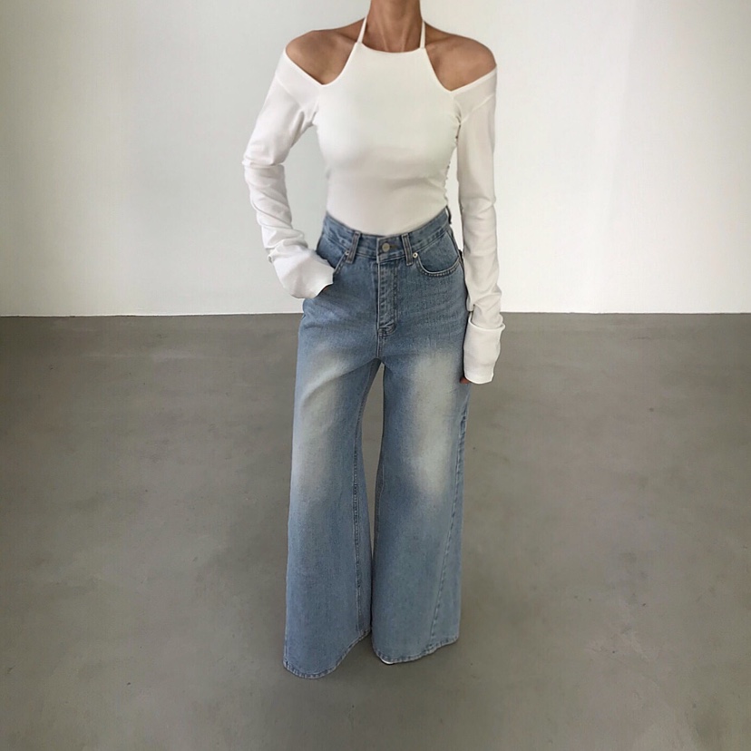 2TWO MOON韓國東大門直郵女士新款時尚26春夏長袖T恤露肩2TWO MOON長袖T恤