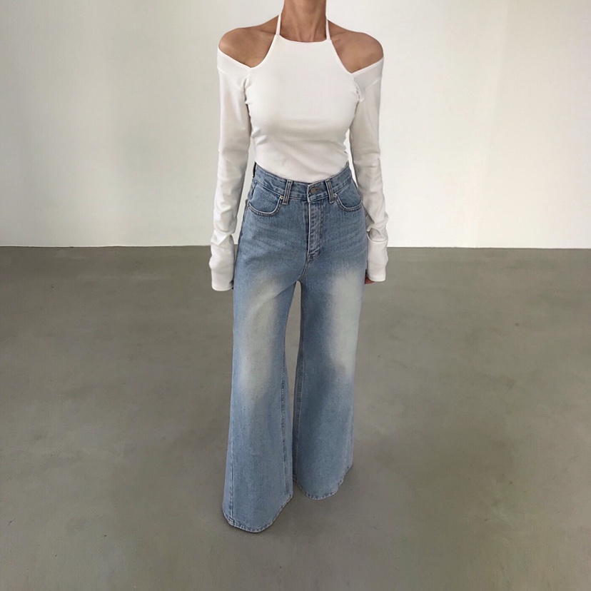 2TWO MOON韓國東大門直郵女士新款時尚26春夏長袖T恤露肩2TWO MOON長袖T恤