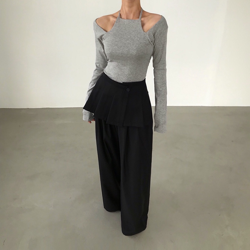 2TWO MOON韓國東大門直郵女士新款時尚26春夏長袖T恤露肩2TWO MOON長袖T恤圖色3