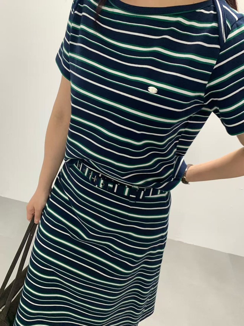 J CRANE-A韓國直郵女裝新款時尚人氣休閑推薦長裙腰帶條紋J CRANE長裙