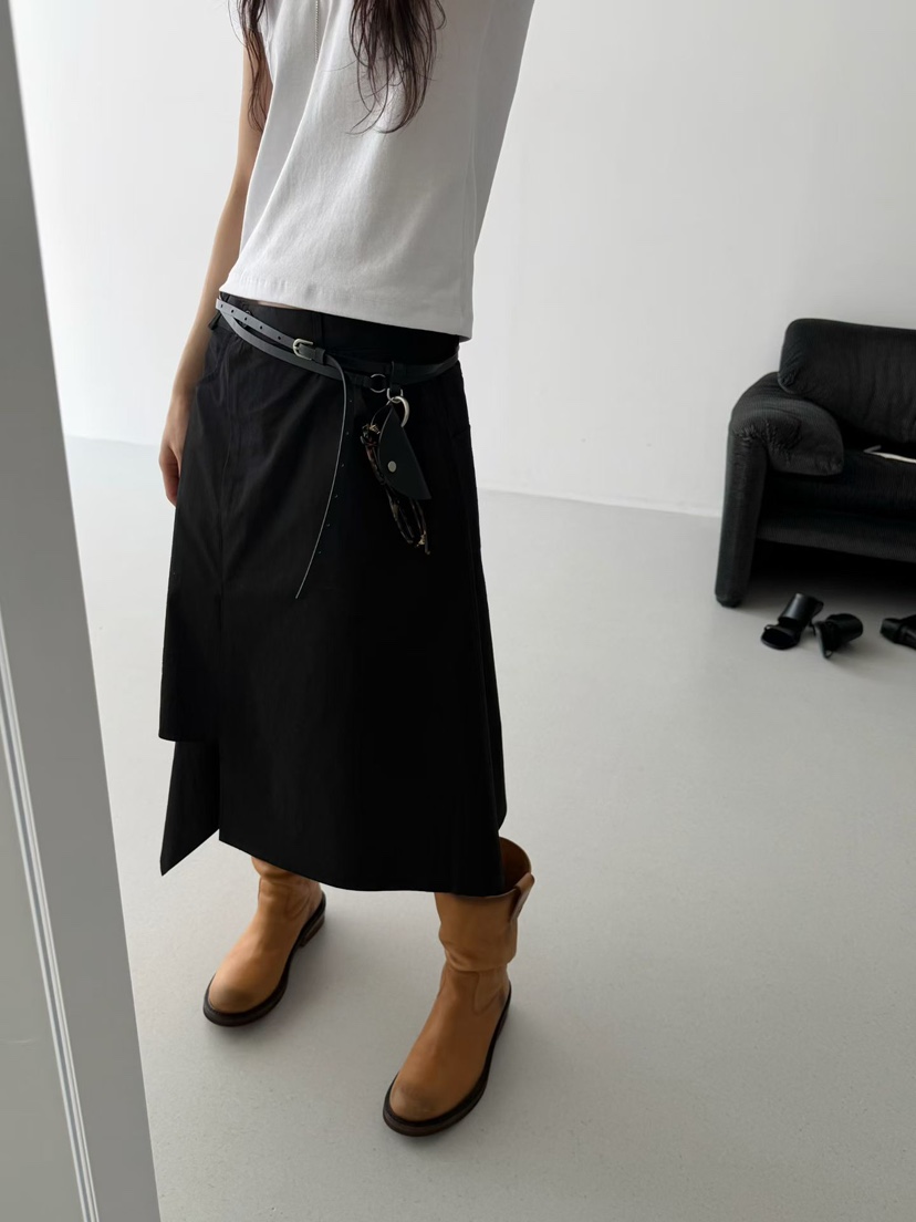 MINIMUZE韓國東大門代購女裝新款26春夏半身裙中短裙不對稱MINIMUZE半身裙/中短裙