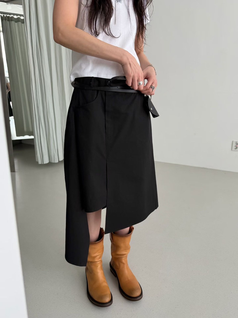 MINIMUZE韓國東大門代購女裝新款26春夏半身裙中短裙不對稱MINIMUZE半身裙/中短裙