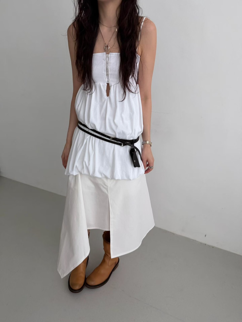 MINIMUZE韓國東大門代購女裝新款26春夏半身裙中短裙不對稱MINIMUZE半身裙/中短裙