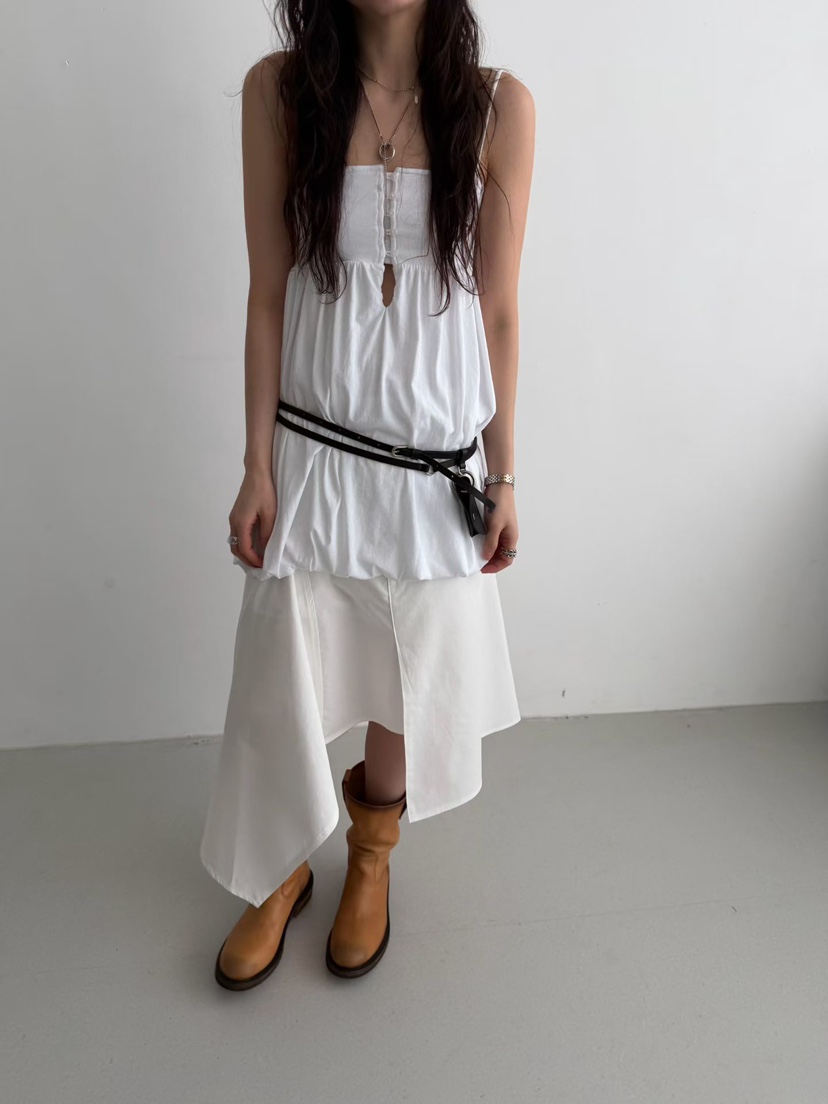 MINIMUZE韓國東大門代購女裝新款26春夏半身裙中短裙不對稱MINIMUZE半身裙/中短裙