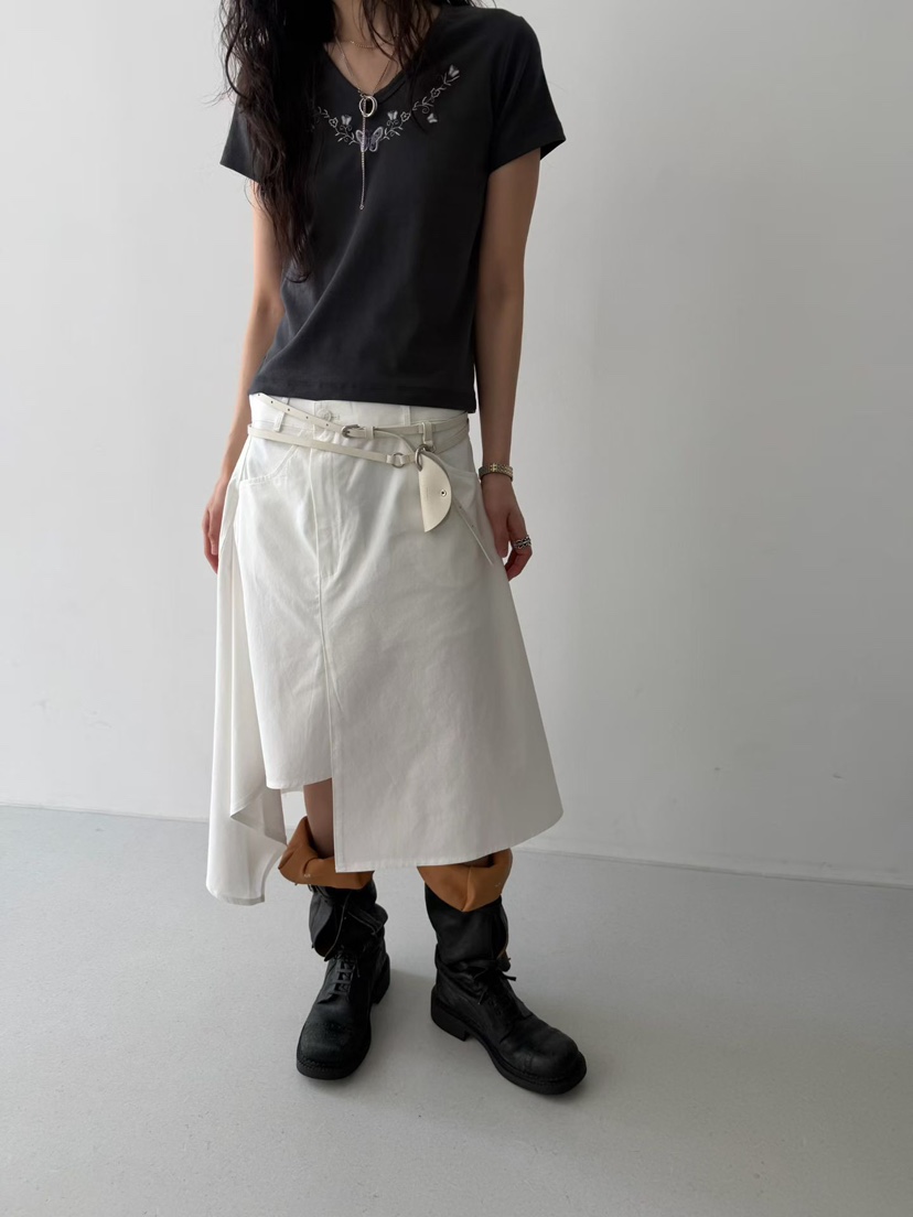 MINIMUZE韓國東大門代購女裝新款26春夏半身裙中短裙不對稱MINIMUZE半身裙/中短裙