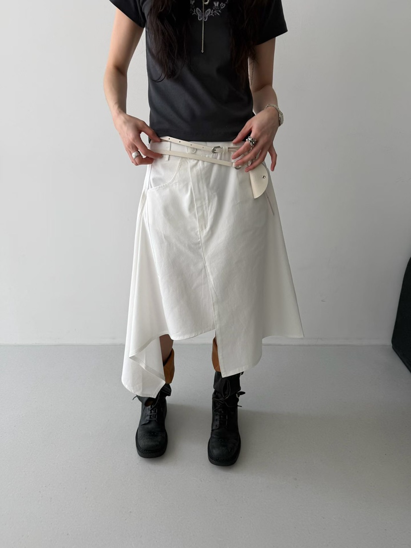 MINIMUZE韓國東大門代購女裝新款26春夏半身裙中短裙不對稱MINIMUZE半身裙/中短裙