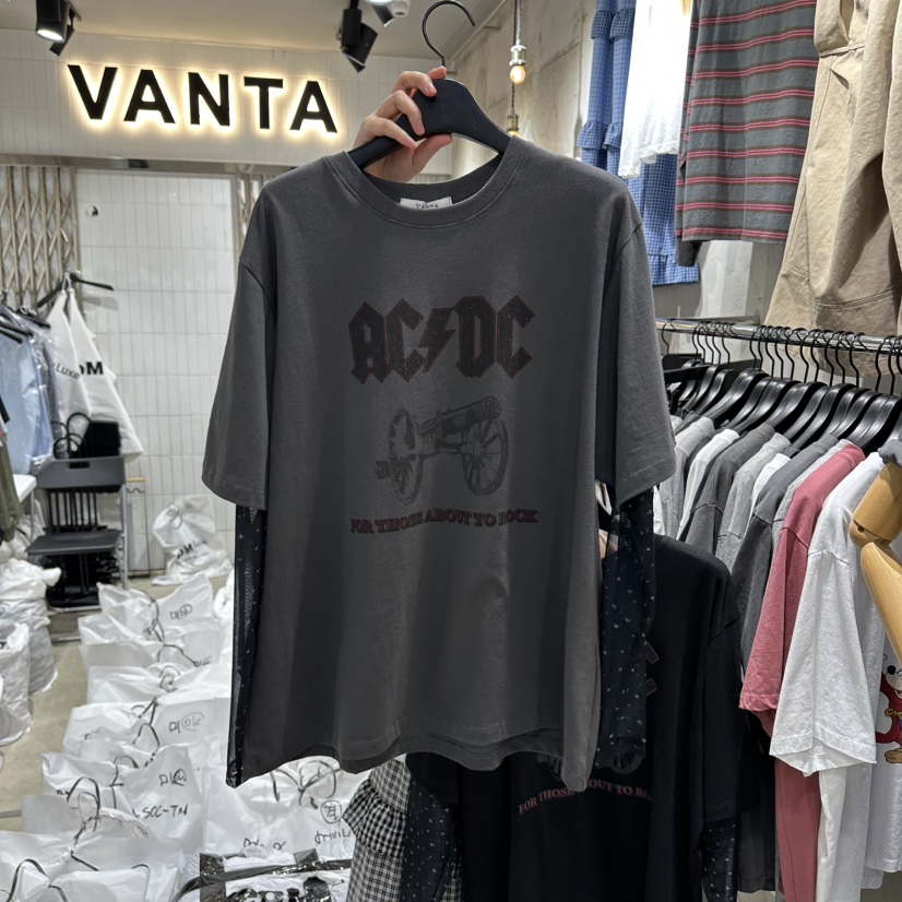 VANTA韓國東大門直郵女士新款26春夏熱賣休閑長袖T恤假兩件VANTA長袖T恤圖色2