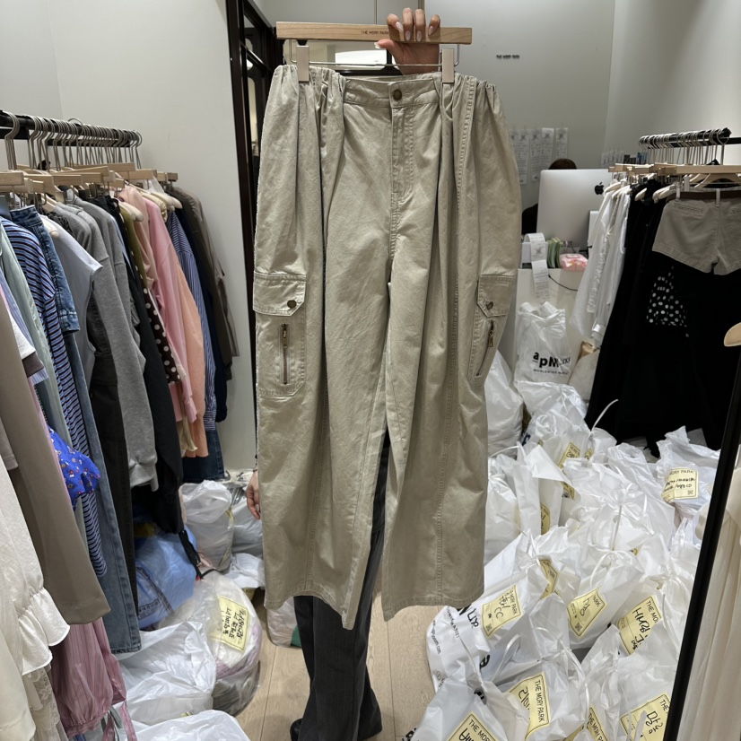 THEMORYPARK韓國直郵實拍女裝新品推薦時尚休閑休閑褲口袋棉THE MORY PARK休閑褲圖色1