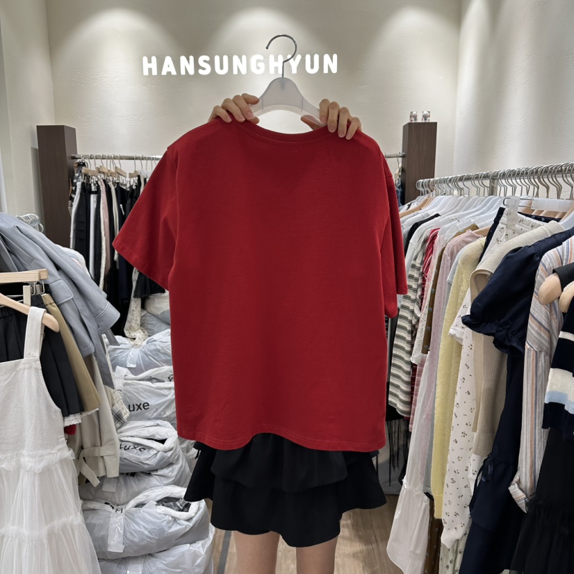 HANSUNGHYUN韓國代購女裝新款推薦休閑職業時尚26春夏T恤棉HANSUNGHYUNT恤