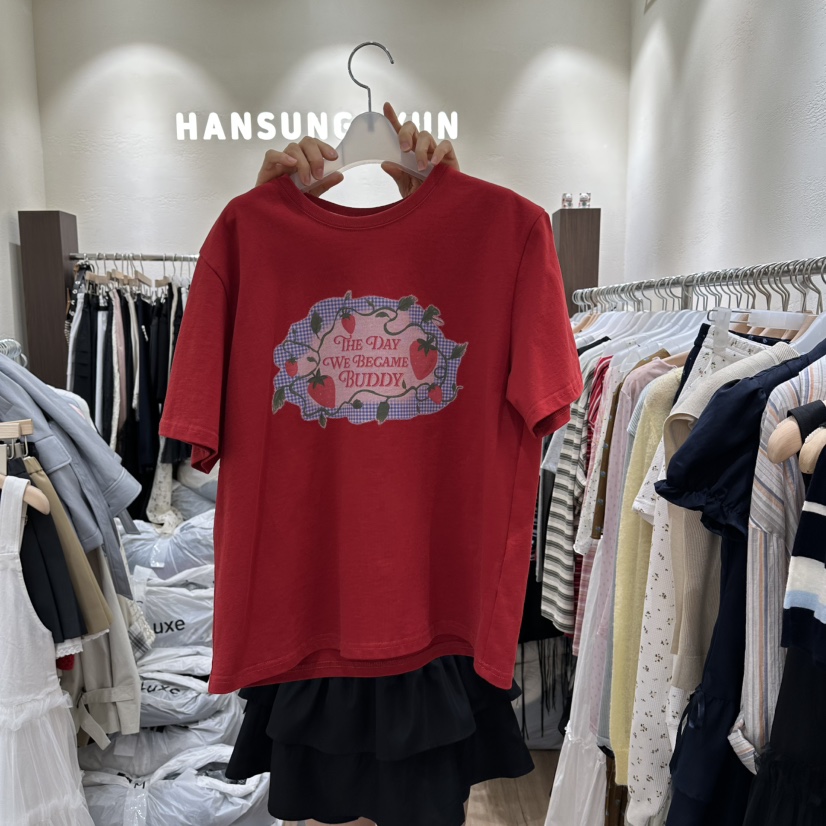 HANSUNGHYUN韓國代購女裝新款推薦休閑職業時尚26春夏T恤棉HANSUNGHYUNT恤圖色2