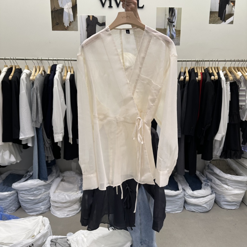 VIVEL韓國東大門直郵女裝新款推薦人氣休閑26春夏襯衫蕾絲衫VIVEL襯衫/蕾絲衫圖色1