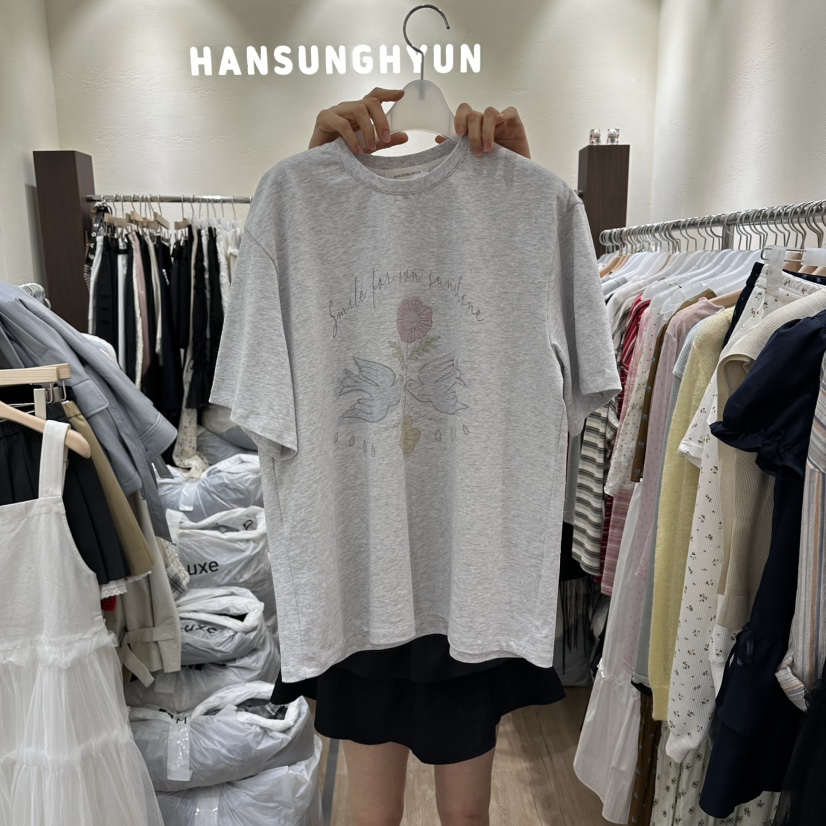 HANSUNGHYUN韓國直郵實拍女裝新款時尚職業人氣推薦T恤棉質HANSUNGHYUNT恤圖色2