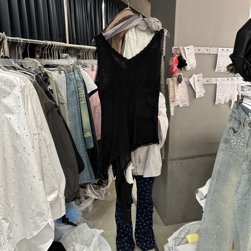 MOMAZU韓國代購女士新品推薦休閑職業吊帶背心不對稱蕾絲MOMAZU吊帶/背心圖色4