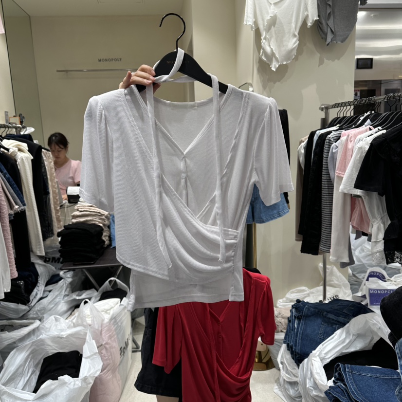 MONOPOLY韓國直郵女裝新品人氣職業熱賣推薦休閑T恤含脖帶MONO_POLYT恤圖色1