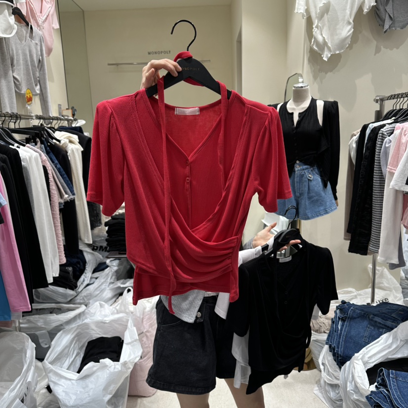 MONOPOLY韓國直郵女裝新品人氣職業熱賣推薦休閑T恤含脖帶MONO_POLYT恤圖色2