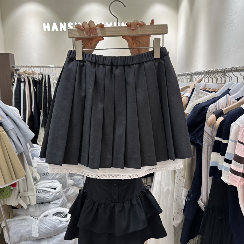 HANSUNGHYUN韓國直郵女士新款時尚熱賣26春夏短裙蕾絲褶皺HANSUNGHYUN短裙