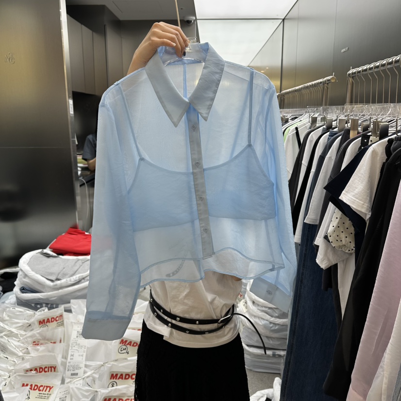 MADCITY/SAGAFURS韓國直郵實拍女裝新款職業襯衫蕾絲衫透明雙層MADCITY/SAGAFURS襯衫/蕾絲衫圖色3