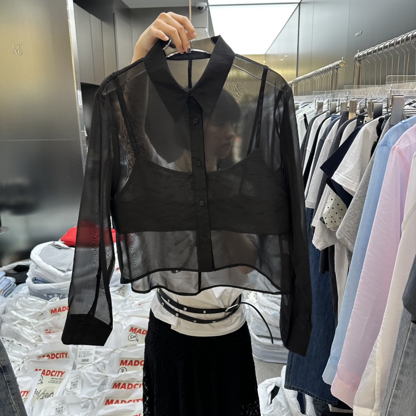 MADCITY/SAGAFURS韓國直郵實拍女裝新款職業襯衫蕾絲衫透明雙層MADCITY/SAGAFURS襯衫/蕾絲衫圖色4