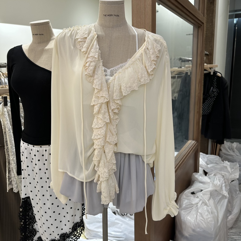 THEMORYPARK韓國東大門直郵女裝新款時尚職業熱賣襯衫蕾絲衫THE MORY PARK襯衫/蕾絲衫圖色1