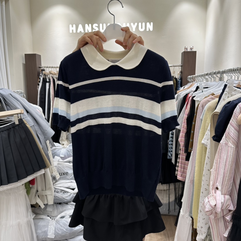 HANSUNGHYUN韓國東大門直郵女裝新品熱賣休閑26春夏針織衫條紋HANSUNGHYUN針織衫圖色3