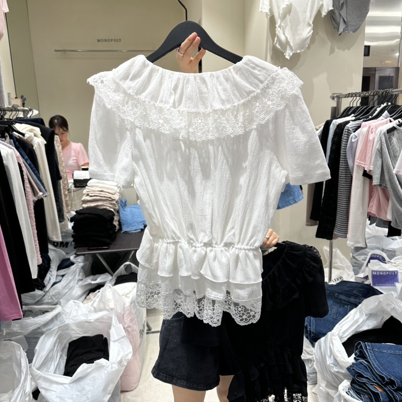 MONOPOLY韓國直郵女士新品休閑時尚推薦職業熱賣襯衫蕾絲衫MONO_POLY襯衫/蕾絲衫
