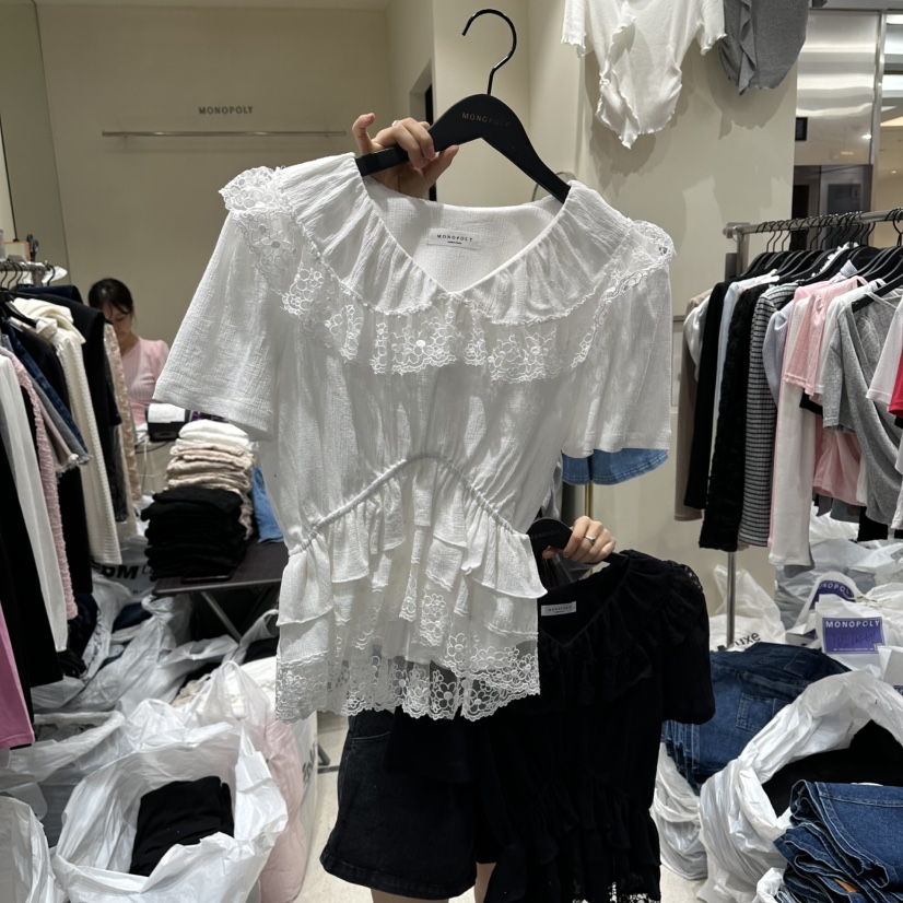MONOPOLY韓國直郵女士新品休閑時尚推薦職業熱賣襯衫蕾絲衫MONO_POLY襯衫/蕾絲衫圖色1