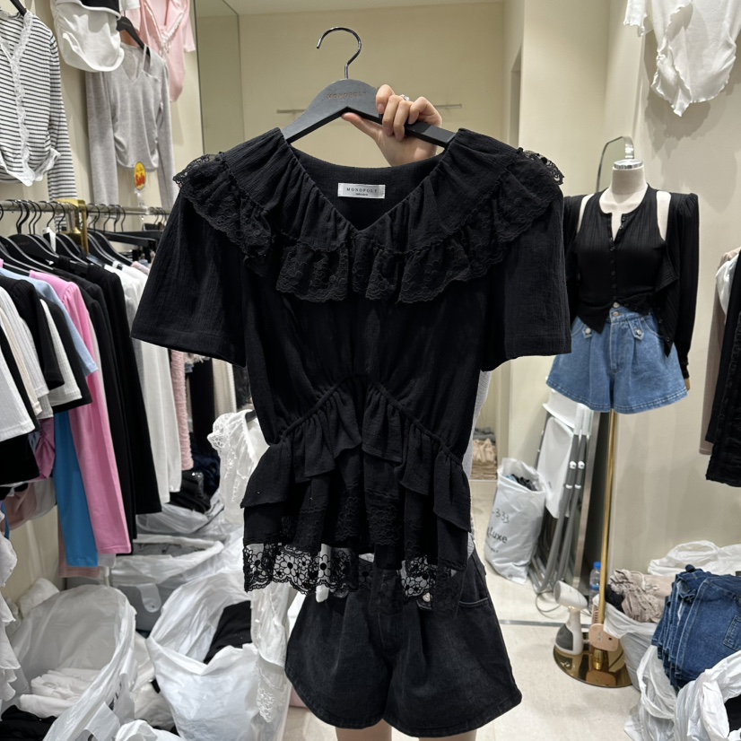 MONOPOLY韓國直郵女士新品休閑時尚推薦職業熱賣襯衫蕾絲衫MONO_POLY襯衫/蕾絲衫圖色2