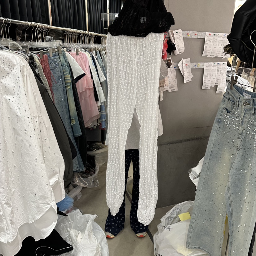 MOMAZU韓國直郵實拍女士新品職業26春夏打底褲鯊魚褲蕾絲褶皺MOMAZU打底褲/鯊魚褲