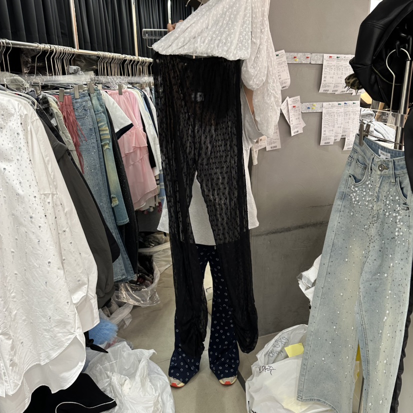 MOMAZU韓國直郵實拍女士新品職業26春夏打底褲鯊魚褲蕾絲褶皺MOMAZU打底褲/鯊魚褲圖色2