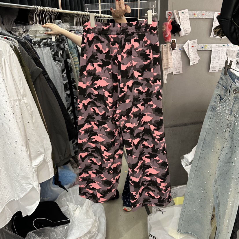 MOMAZU韓國直郵女士新款推薦時尚熱賣26春夏休閑褲迷彩條紋MOMAZU休閑褲