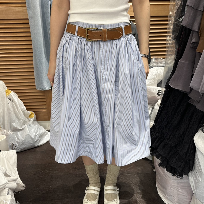 TRES BIEN韓國東大門直郵女士新款26春夏半身裙中短裙不含腰帶棉質TRES BIEN半身裙/中短裙圖色2