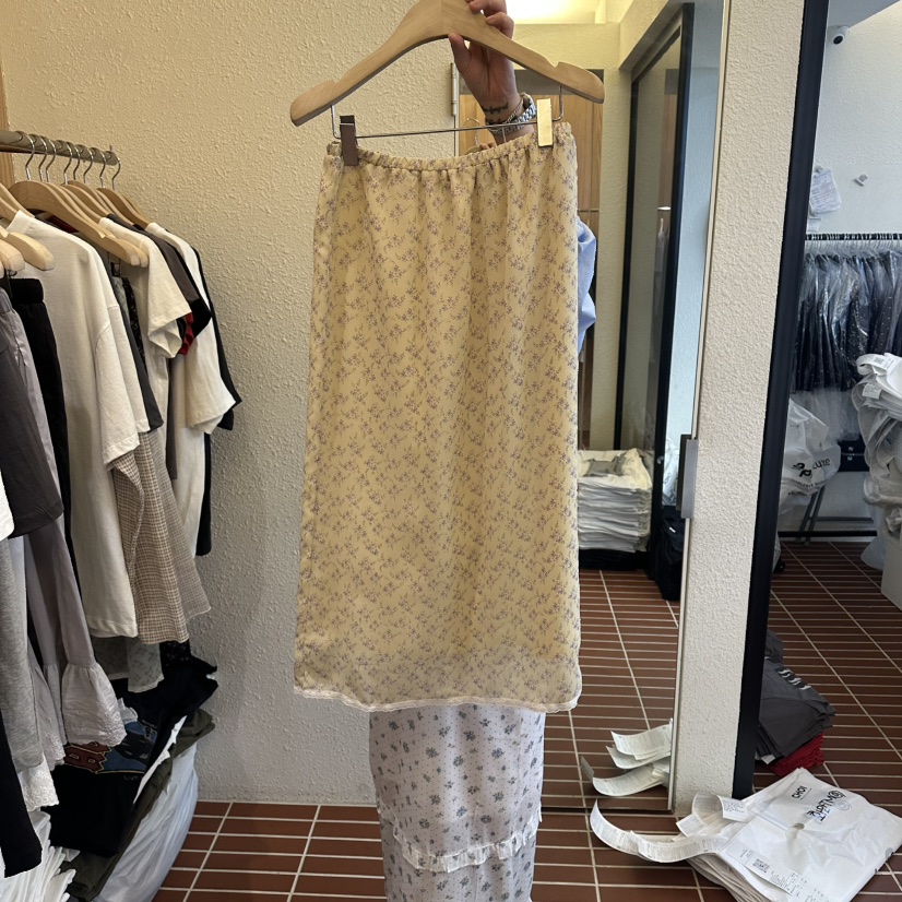 CHOI-L韓國直郵女士新品熱賣職業休閑推薦人氣長裙格子蕾絲CHOI長裙圖色1