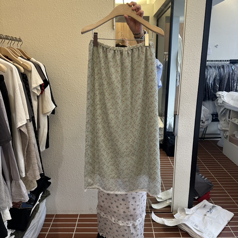 CHOI-L韓國直郵女士新品熱賣職業休閑推薦人氣長裙格子蕾絲CHOI長裙圖色2