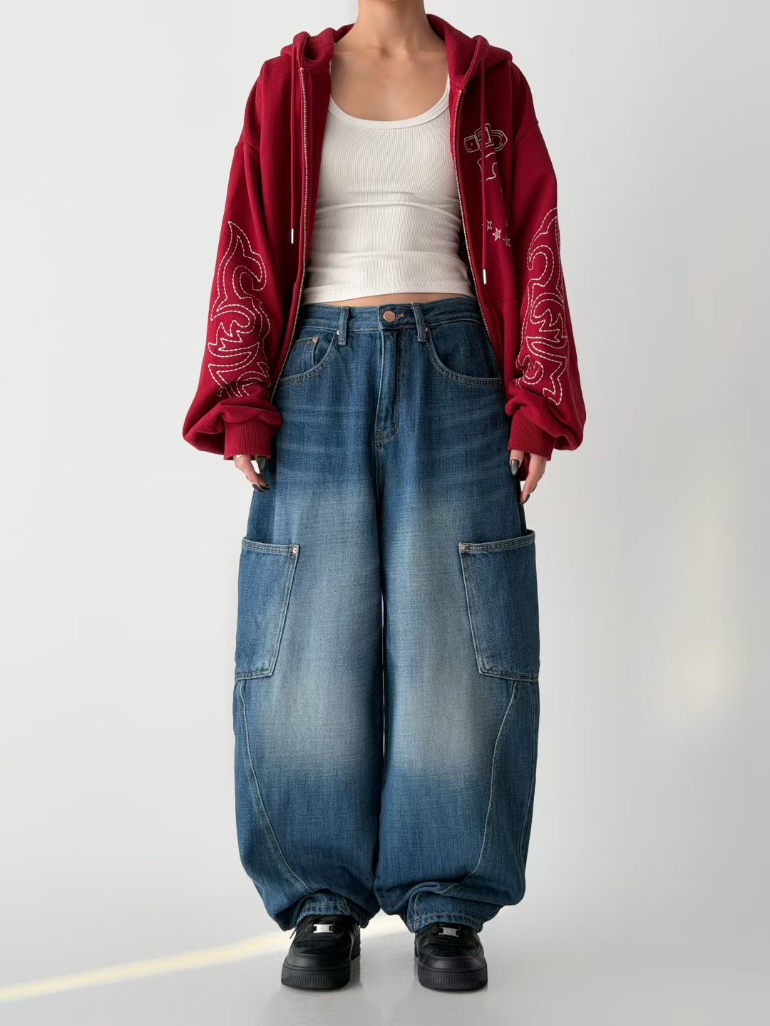 JJIM韓國代購女士新款休閑人氣26春夏推薦時尚熱賣牛仔褲JJIM牛仔褲