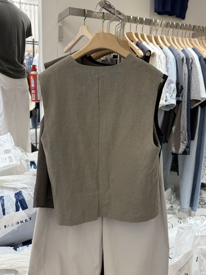 MONE-A東大門代購女裝新款真品休閑26春夏熱賣時尚馬甲亞麻MONE-A馬甲