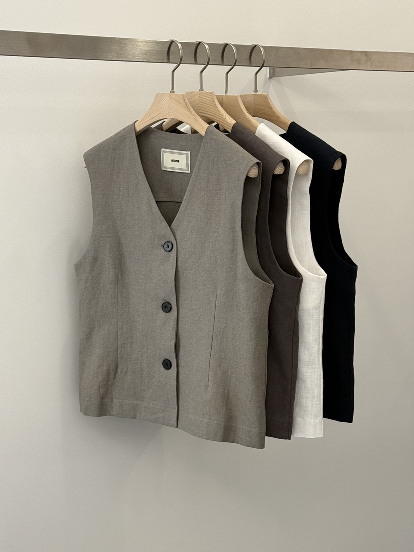 MONE-A東大門代購女裝新款真品休閑26春夏熱賣時尚馬甲亞麻MONE-A馬甲