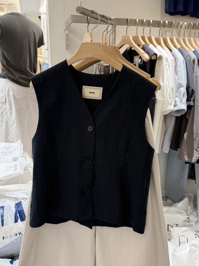 MONE-A東大門代購女裝新款真品休閑26春夏熱賣時尚馬甲亞麻MONE-A馬甲圖色3