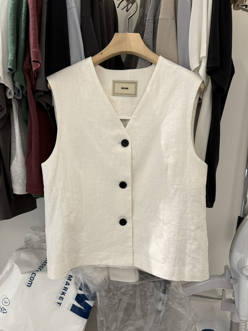 MONE-A東大門代購女裝新款真品休閑26春夏熱賣時尚馬甲亞麻MONE-A馬甲圖色4