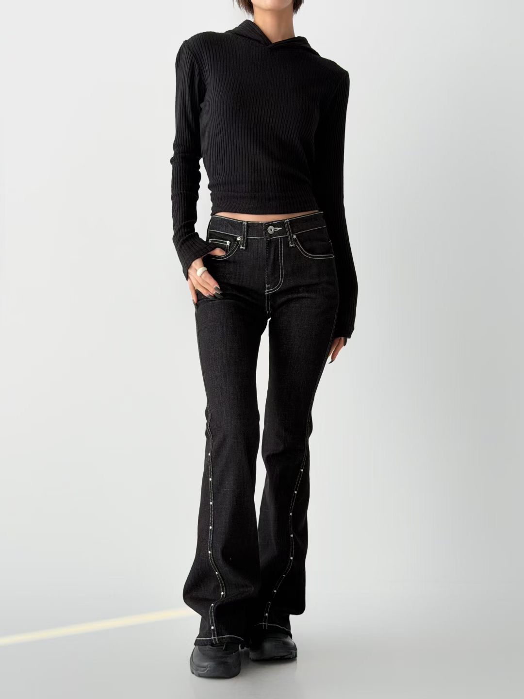 JJIM韓國代購女裝新款時尚人氣26春夏真品休閑職業牛仔褲JJIM牛仔褲