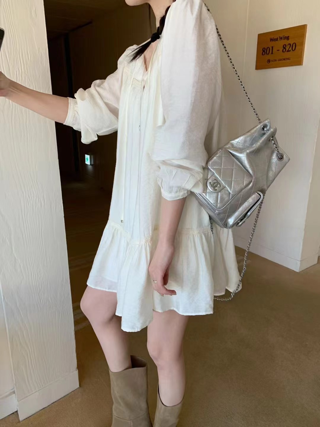 MELLOUNGE-멜라운지-T韓國代購女裝新品真品連衣裙褶皺MELLOUNGE-2件起連衣裙