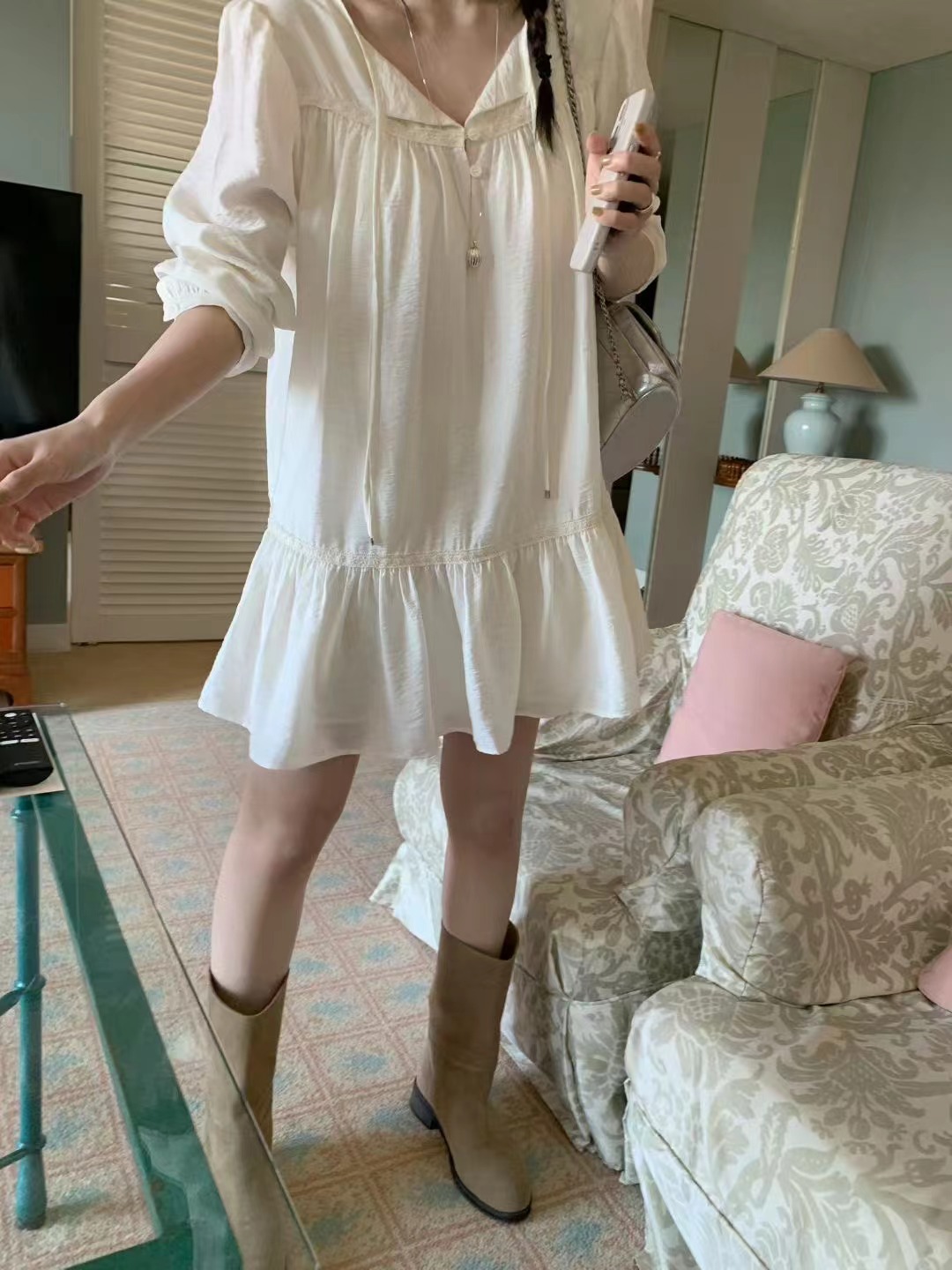 MELLOUNGE-멜라운지-T韓國代購女裝新品真品連衣裙褶皺MELLOUNGE-2件起連衣裙