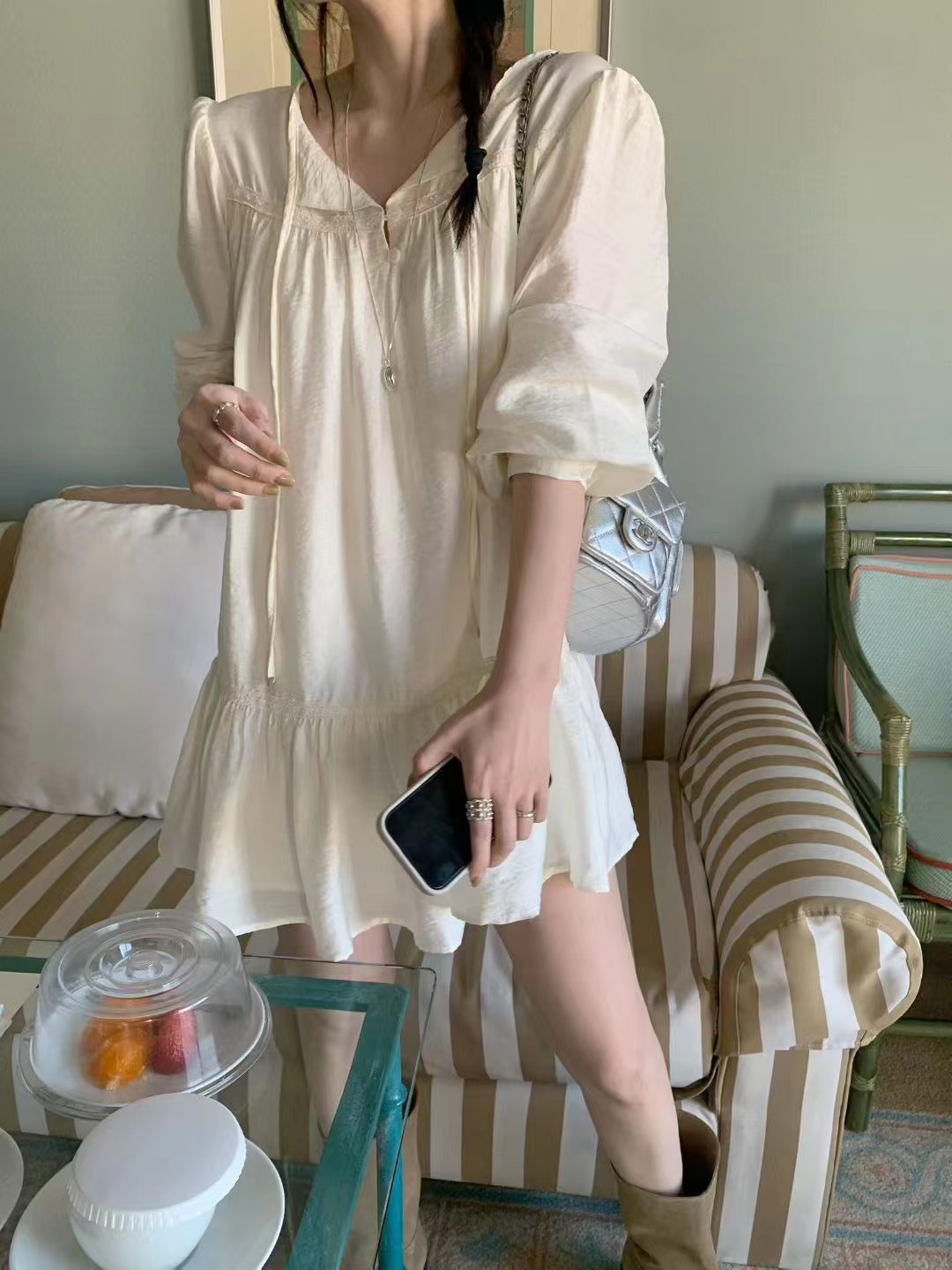 MELLOUNGE-멜라운지-T韓國代購女裝新品真品連衣裙褶皺MELLOUNGE-2件起連衣裙