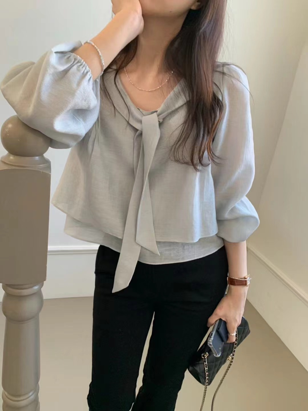 PYT-ot東大門實拍女裝新款休閑熱賣26春夏人氣襯衫蕾絲衫pretty young thing襯衫/蕾絲衫圖色2