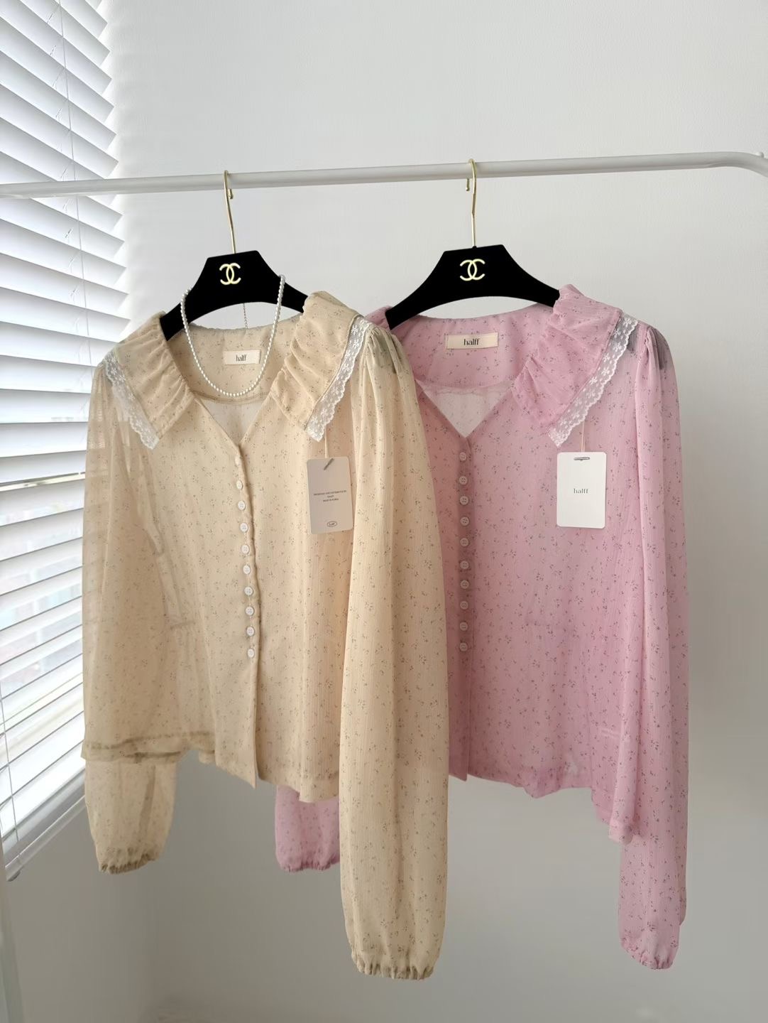 HALFF韓國代購女士新款時尚職業推薦26春夏襯衫蕾絲衫不含配飾HALFF-2件起襯衫/蕾絲衫圖色2左二色