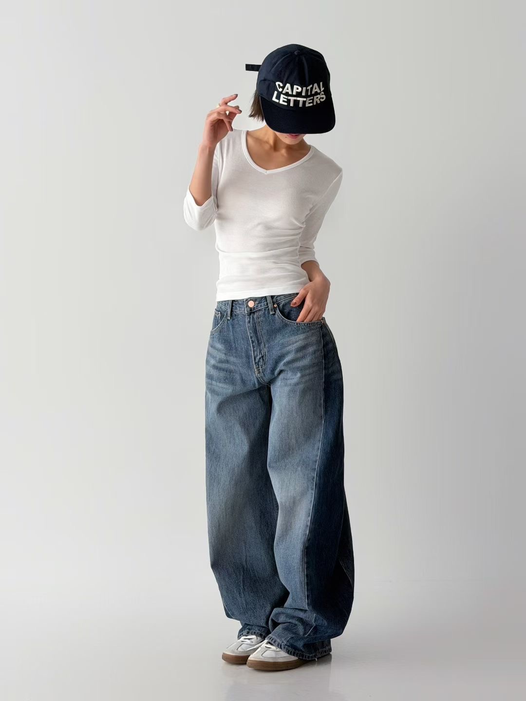 JJIM韓國直郵女裝新品熱賣職業休閑人氣26春夏推薦牛仔褲JJIM牛仔褲