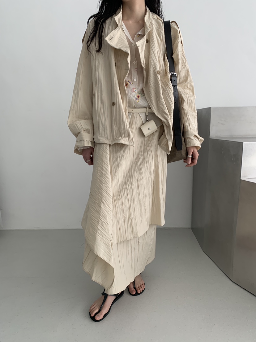 MURMUR韓國代購女士新品熱賣推薦26春夏夾克含腰帶金屬絲MURMUR夾克