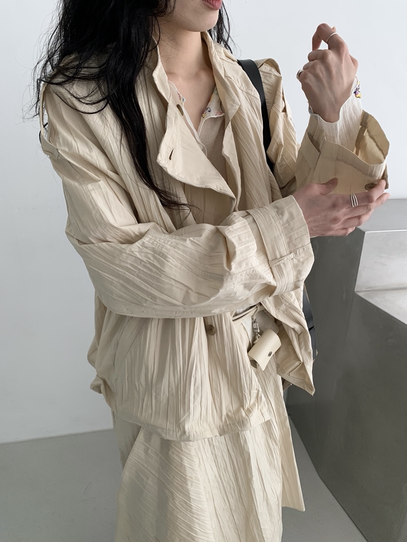 MURMUR韓國代購女士新品熱賣推薦26春夏夾克含腰帶金屬絲MURMUR夾克